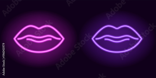 Purple and violet neon lips