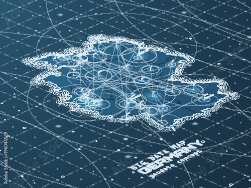 Germany map big data visualization. Futuristic map infographic. Information aesthetics. Visual data complexity. Complex Deutschland data graphic visualization. Abstract data on map graph.