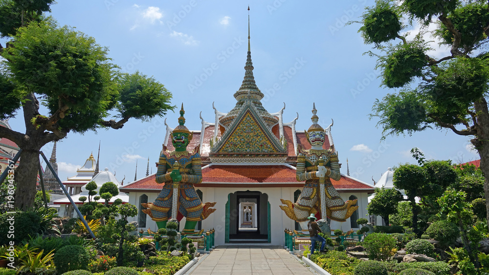 Stunning shot of main entrance to the beautiful Wat Arun temple in Bangkok.