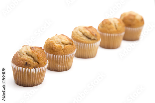 Classic Banana Nut Muffins on a White Background