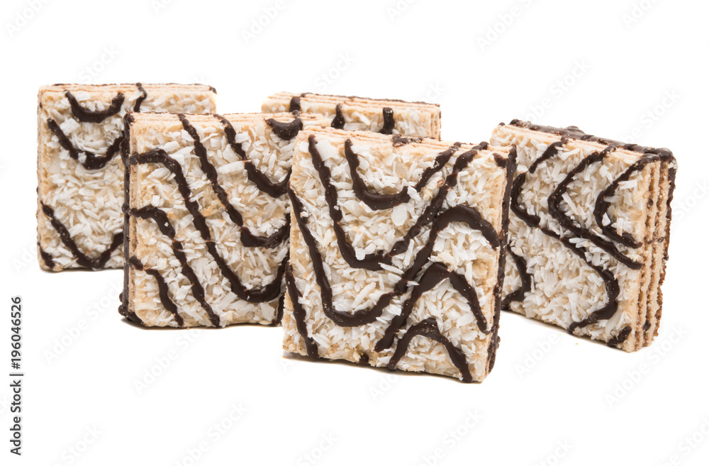 wafers with coconut chips isolated