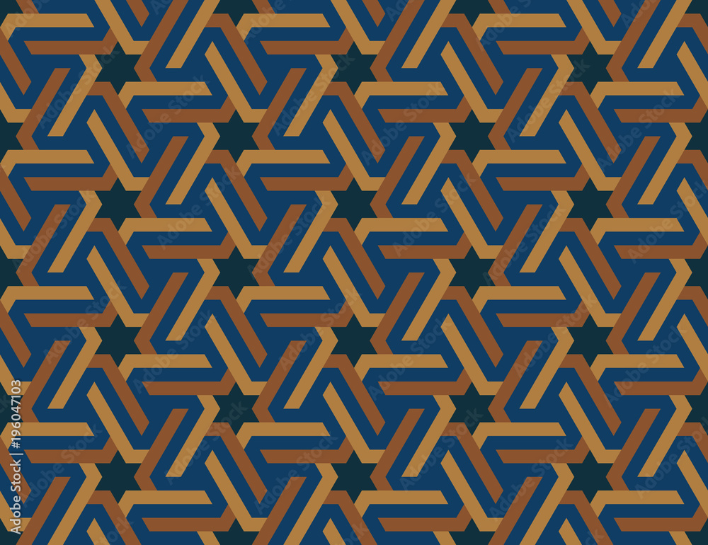 Seamless geometric Islamic ornament with hexagonal stars