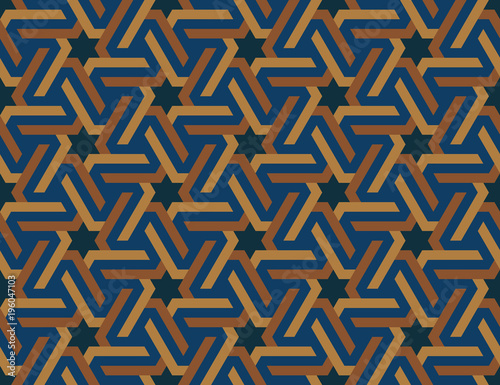 Seamless geometric Islamic ornament with hexagonal stars
