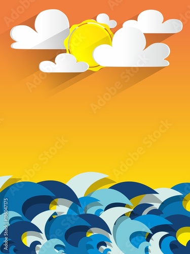 Ocean Background During A Sunny Day vector illustration