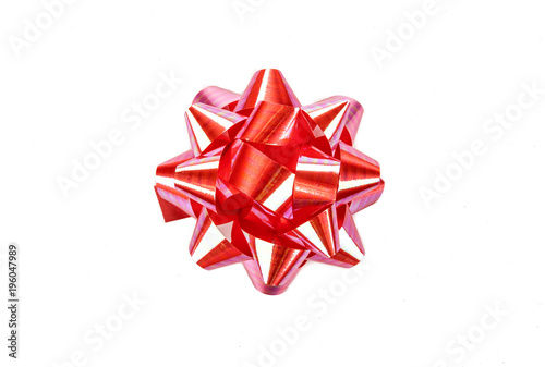 red glossy ribbon for gift boxes isolated
