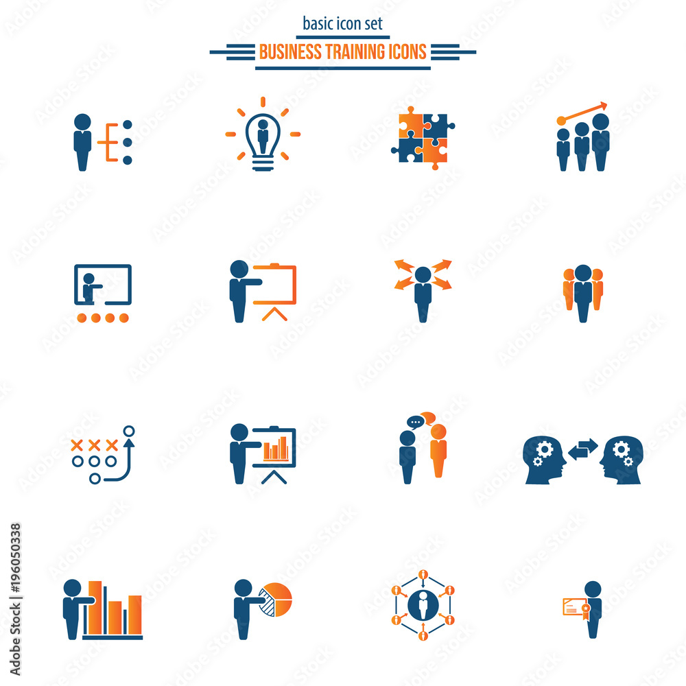 Business training icon set