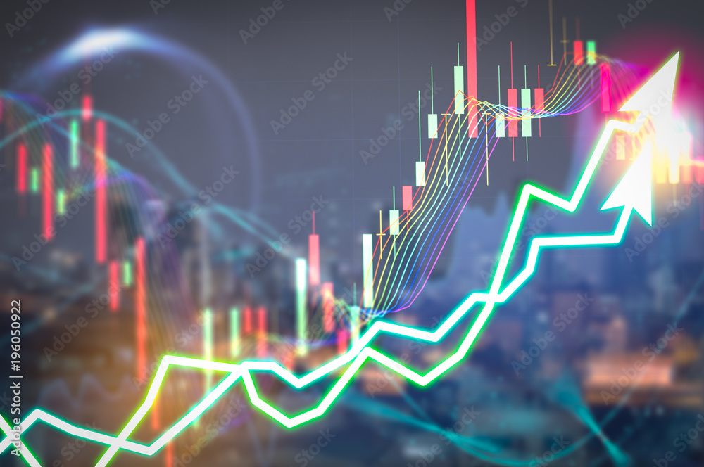 Obraz premium Stock market digital graph chart on LED display concept. A large display of daily stock market price and quotation. Indicator financial forex trade education background.