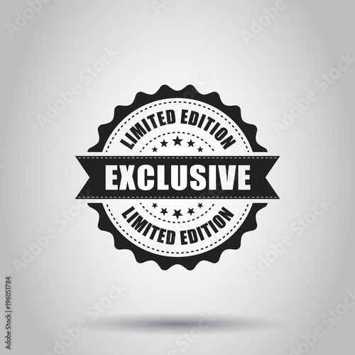 Exclusive grunge rubber stamp. Vector illustration on white background. Business concept exclusive limited edition stamp pictogram.