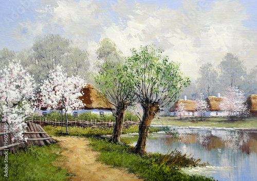 Obraz Oil paintings landscape, village