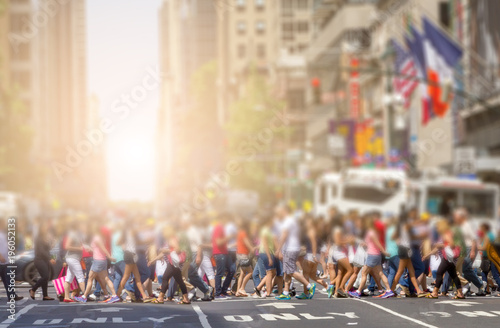 Wallpaper Mural Crowds of anonymous people walking across a busy street intersection in Midtown Manhattan in New York City Torontodigital.ca