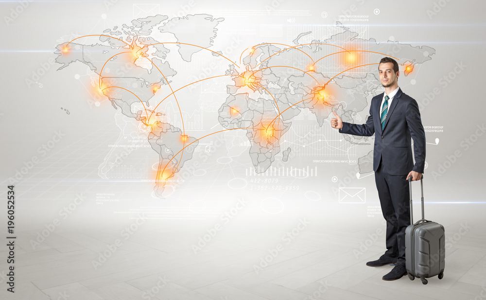 Businessman going to business trip with map Businessman going to business trip with map