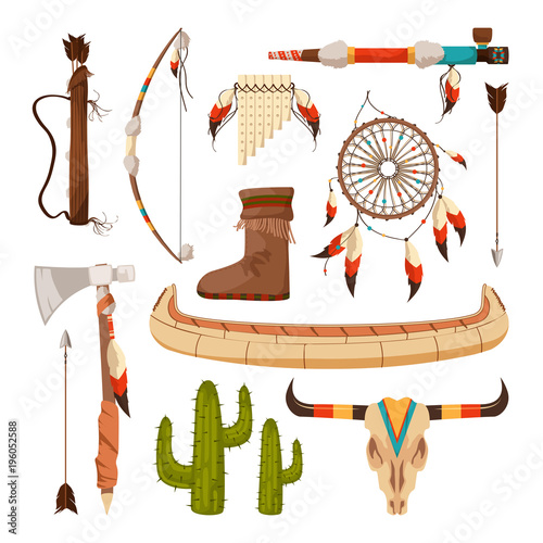 Ethnic and tribal elements and symbols of american indians