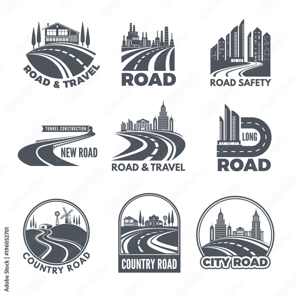 Logos with curved pathways and place for your text