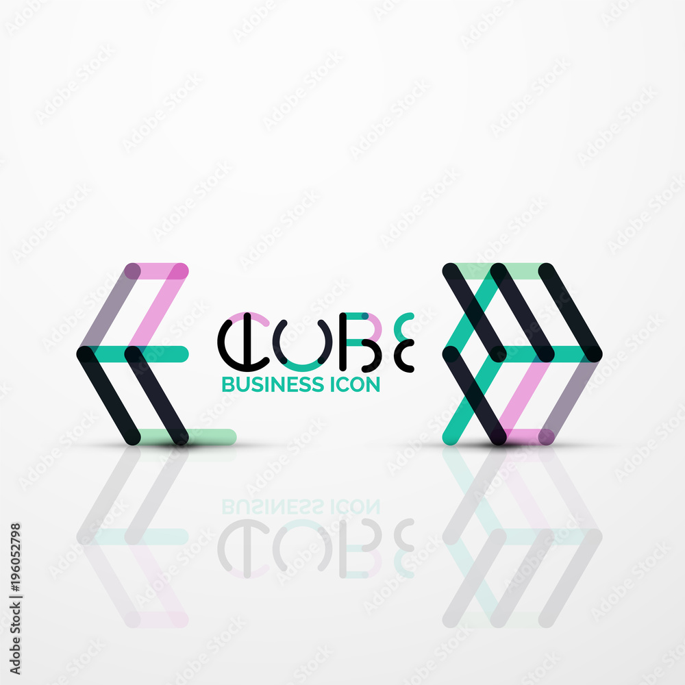 Cube idea concept logo, line Cube idea concept logo, line