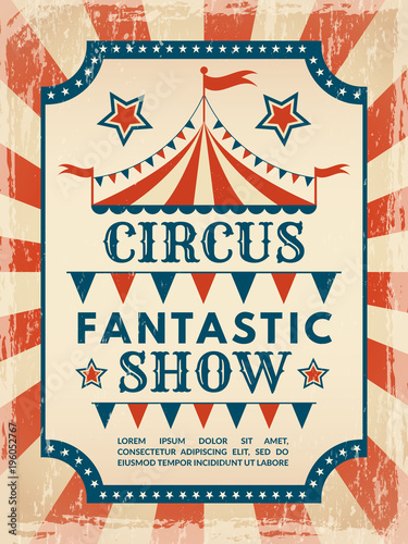 Retro poster. Invitation for circus magic show