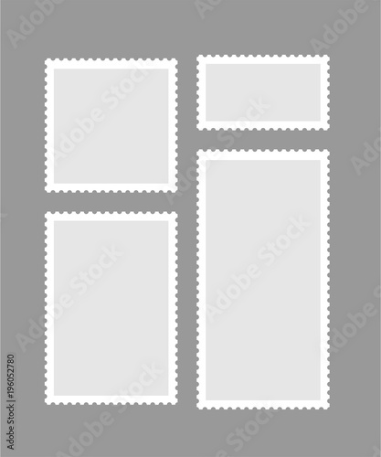 Blank different proportion postmark set on gray background. Vector illustration.