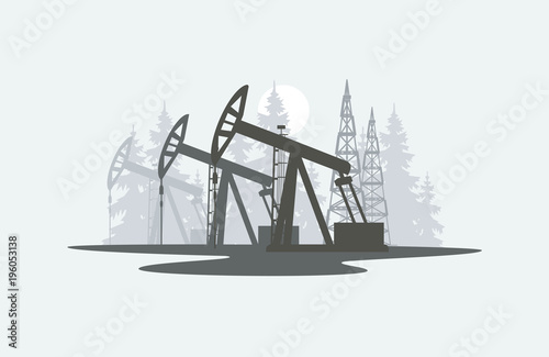 Booty of oil industrial landscape. Vector illustration.