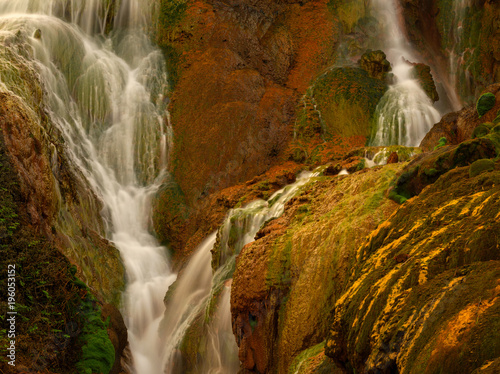The beautiful colored Golden waterfall in North Taiwan.