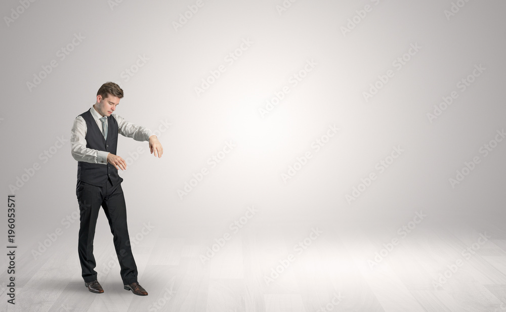 Zombi businessman walking in a copy space Zombi businessman walking in a copy space