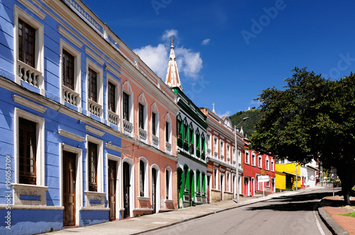 Color colonial building in the centre Bogota, Colombia, Latin America photo