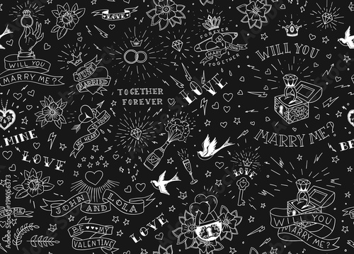 Old school tattoos seamles ...