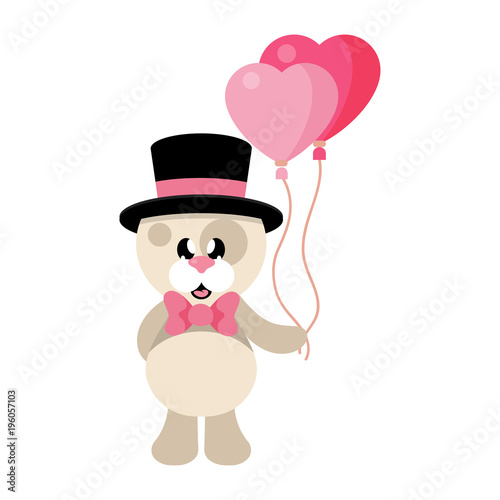 cartoon cute dog with tie and hat and lovely balloons © julia_january