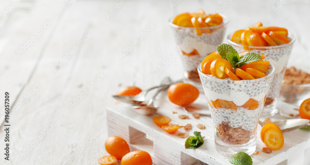 Chia pudding parfait with kumquat Chia pudding parfait with kumquat