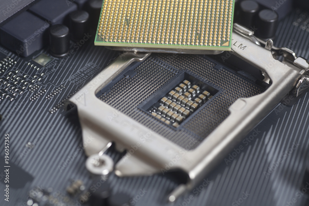 Intel LGA 1151 cpu socket on motherboard Computer PC with cpu processor  Stock Photo | Adobe Stock