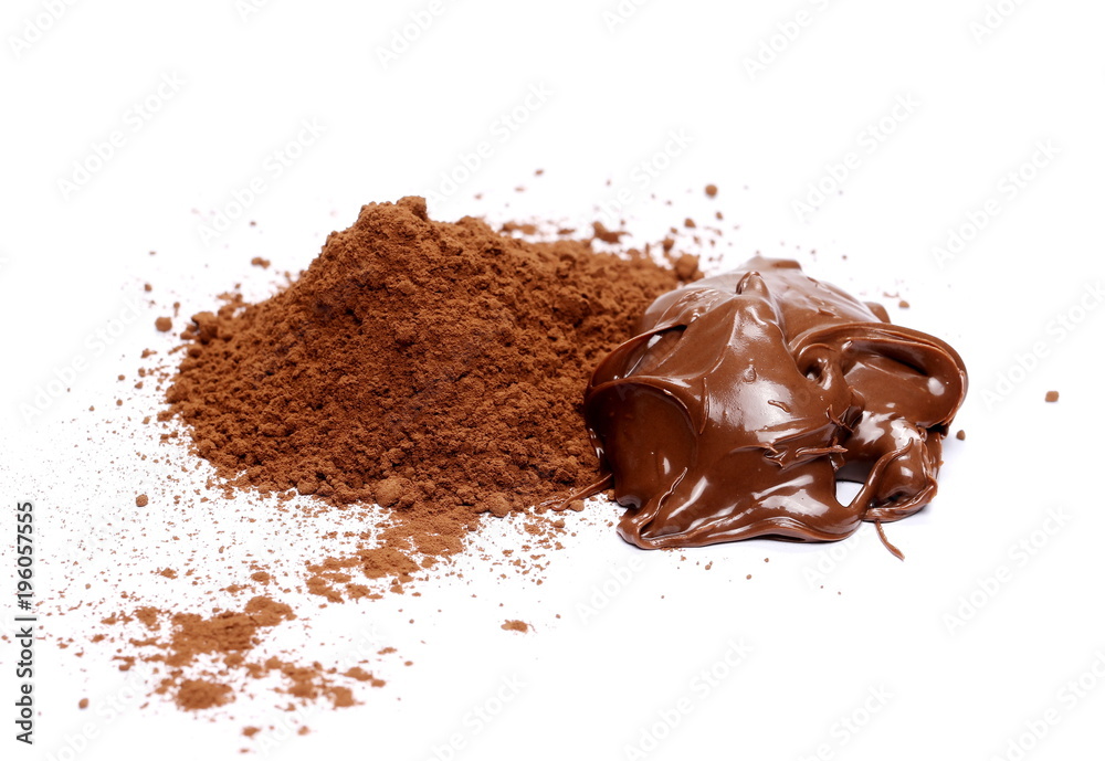 Fototapeta premium mixed pile cocoa and cream chocolate isolated on white