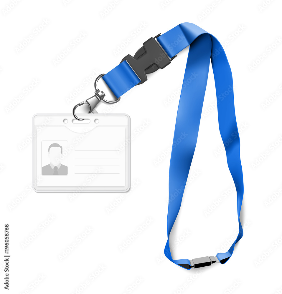 Set of lanyard with id card. Vector illustration isolated on white ...
