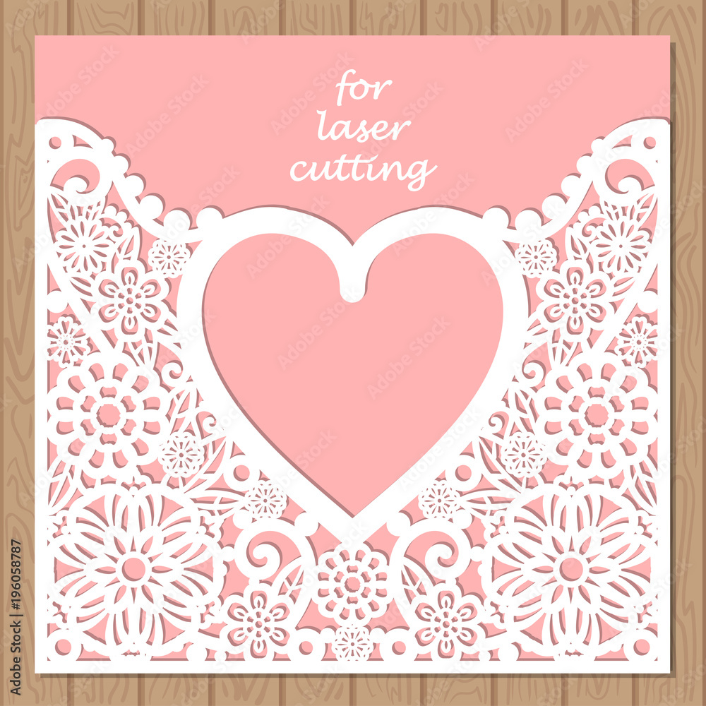 Wedding invitation envelope mock-up for laser cutting. Square. For your design