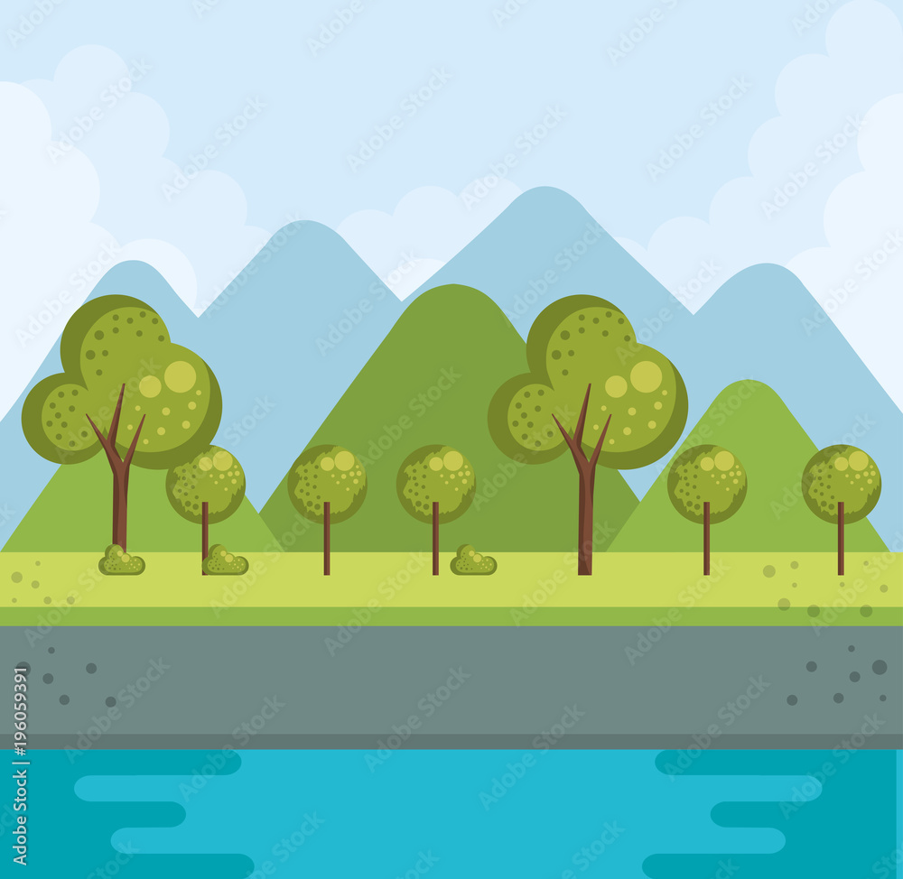 forest landscape with lake vector illustration design forest landscape with lake vector illustration design