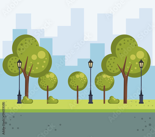 park urban cityscape scene vector illustration design