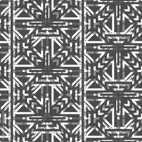 Abstract seamless pattern of geometric shapes.