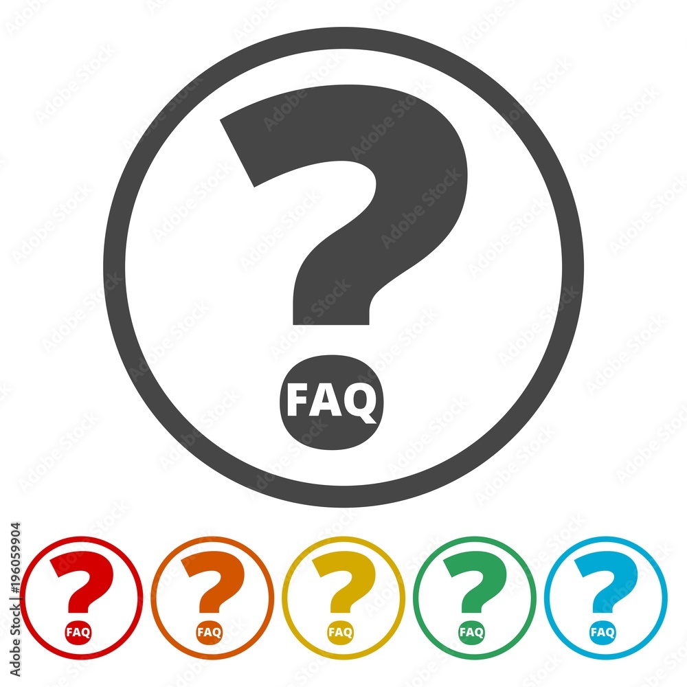 Frequently Asked Questions, FAQ icon, 6 Colors Included Frequently Asked Questions, FAQ icon, 6 Colors Included