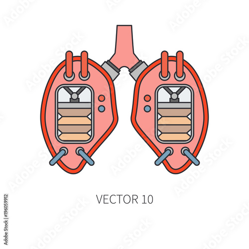 Bionic lungs and trachea prosthesis line icon. Bionic prosthesis. Biotechnology futuristic medicine. Future technology. Medical artificial mechanical robot implant sign and symbol. Transplantation.