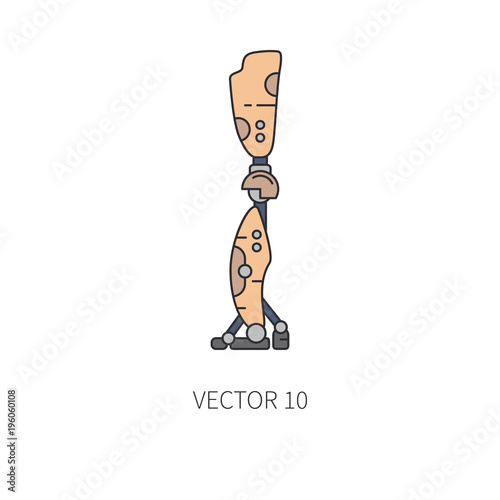 Bionic robot leg prosthesis color line icon. Bionic prosthesis limb. Biotechnology futuristic medicine. Future technology. Medical artificial mechanical robot implant sign and symbol. Transplantation.