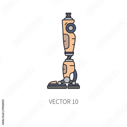 Bionic robot leg prosthesis color line icon. Bionic prosthesis limb. Biotechnology futuristic medicine. Future technology. Medical artificial mechanical robot implant sign and symbol. Transplantation.