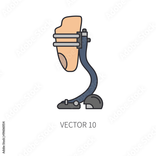 Bionic robot leg prosthesis color line icon. Bionic prosthesis limb. Biotechnology futuristic medicine. Future technology. Medical artificial mechanical robot implant sign and symbol. Transplantation.