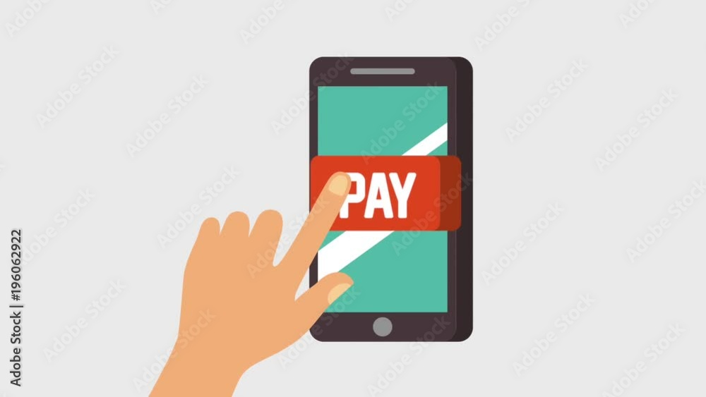 hand pressing pay button ecommerce digital animation hand pressing pay button ecommerce digital animation