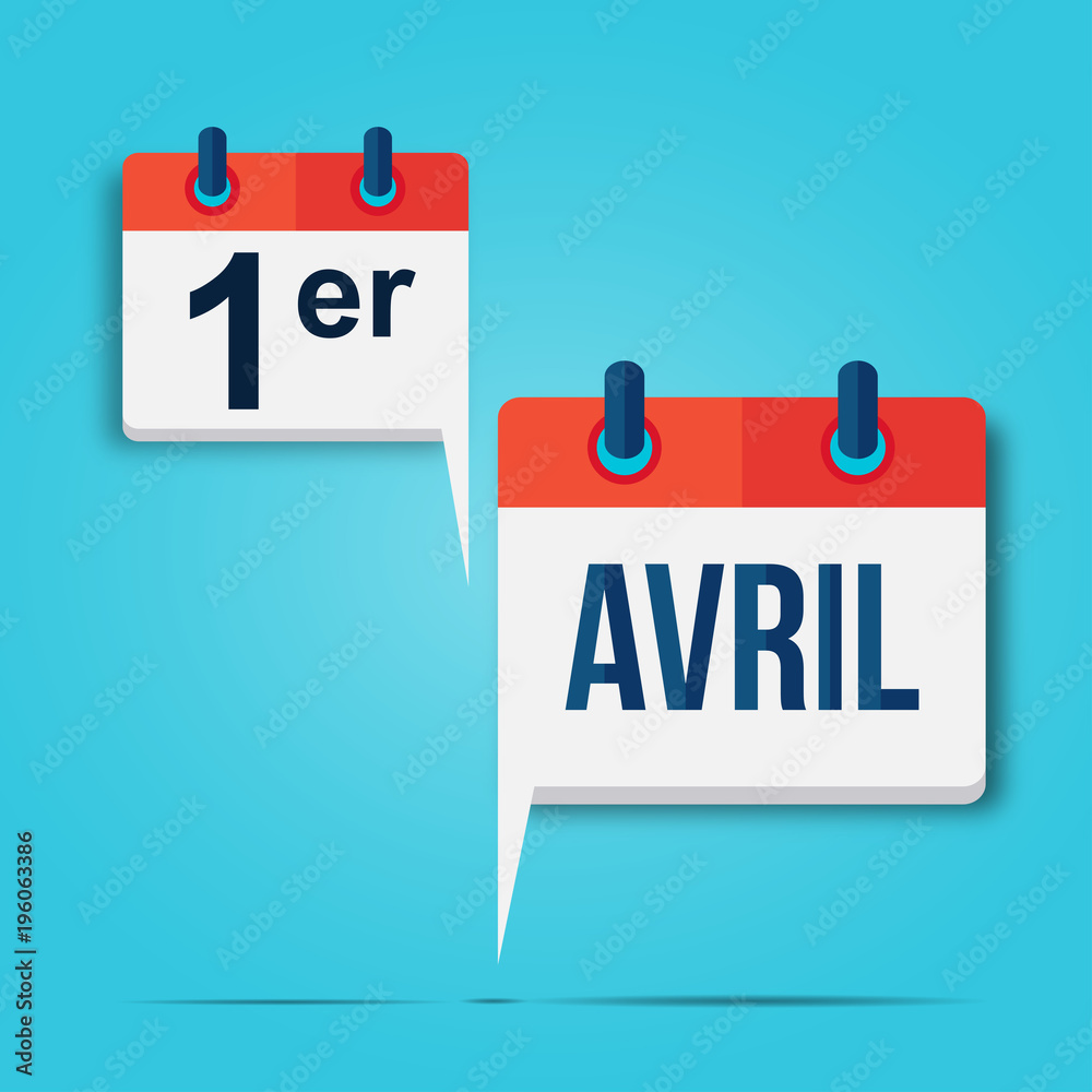Vetor de calendrier bulle : 1er avril (français) do Stock | Adobe Stock