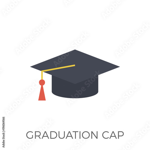 Graduation Cap Icon Vector. Isolated on White Background. Trendy Flat Style.