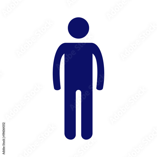 Simple dark blue vector pictogram man on white background