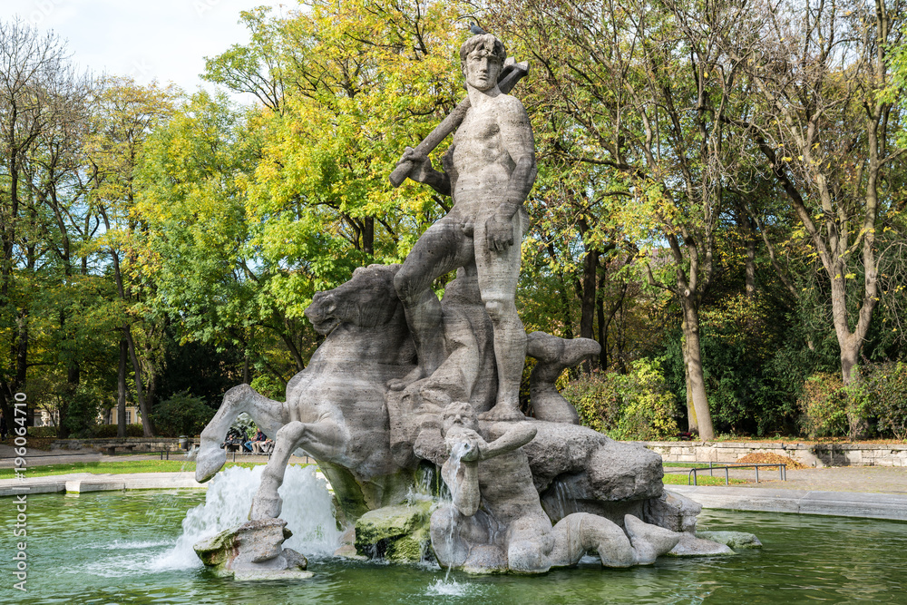 München - Neptunbrunnen im alten Botanischen Garten