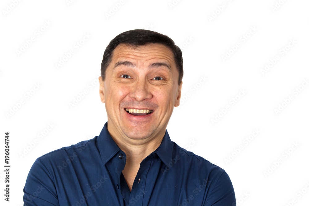 Man pleasantly surprised and laughing. Concept emotion surprise Man pleasantly surprised and laughing. Concept emotion surprise