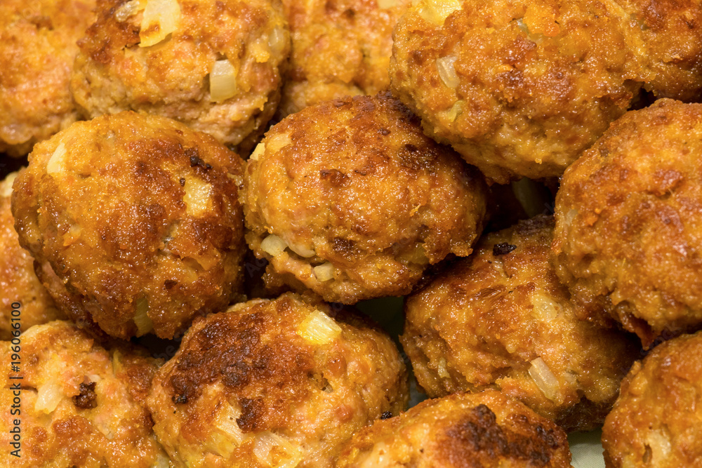 Fried meatballs close up. Food background Fried meatballs close up. Food background