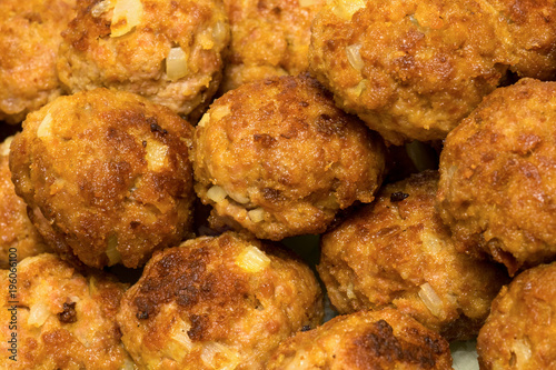 Fried meatballs close up. Food background