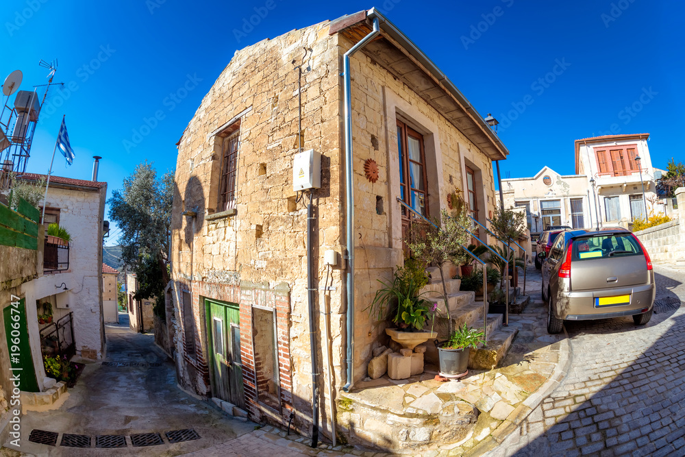 View of traditional Cypriot house in the village of Arsos. Limassol District, Cyprus