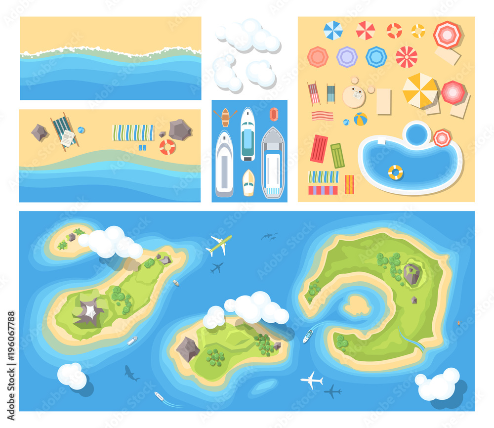 Naklejka premium Beach holiday - modern vector set of illustrations