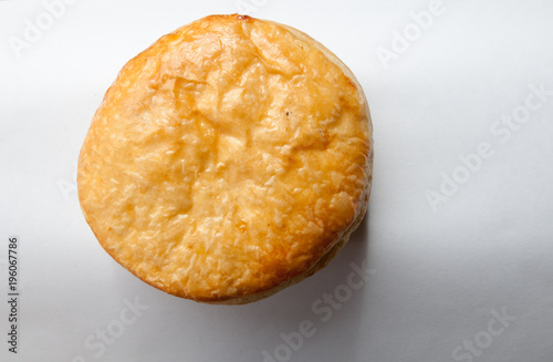 Homemade small bread with butter isolated on white background photo